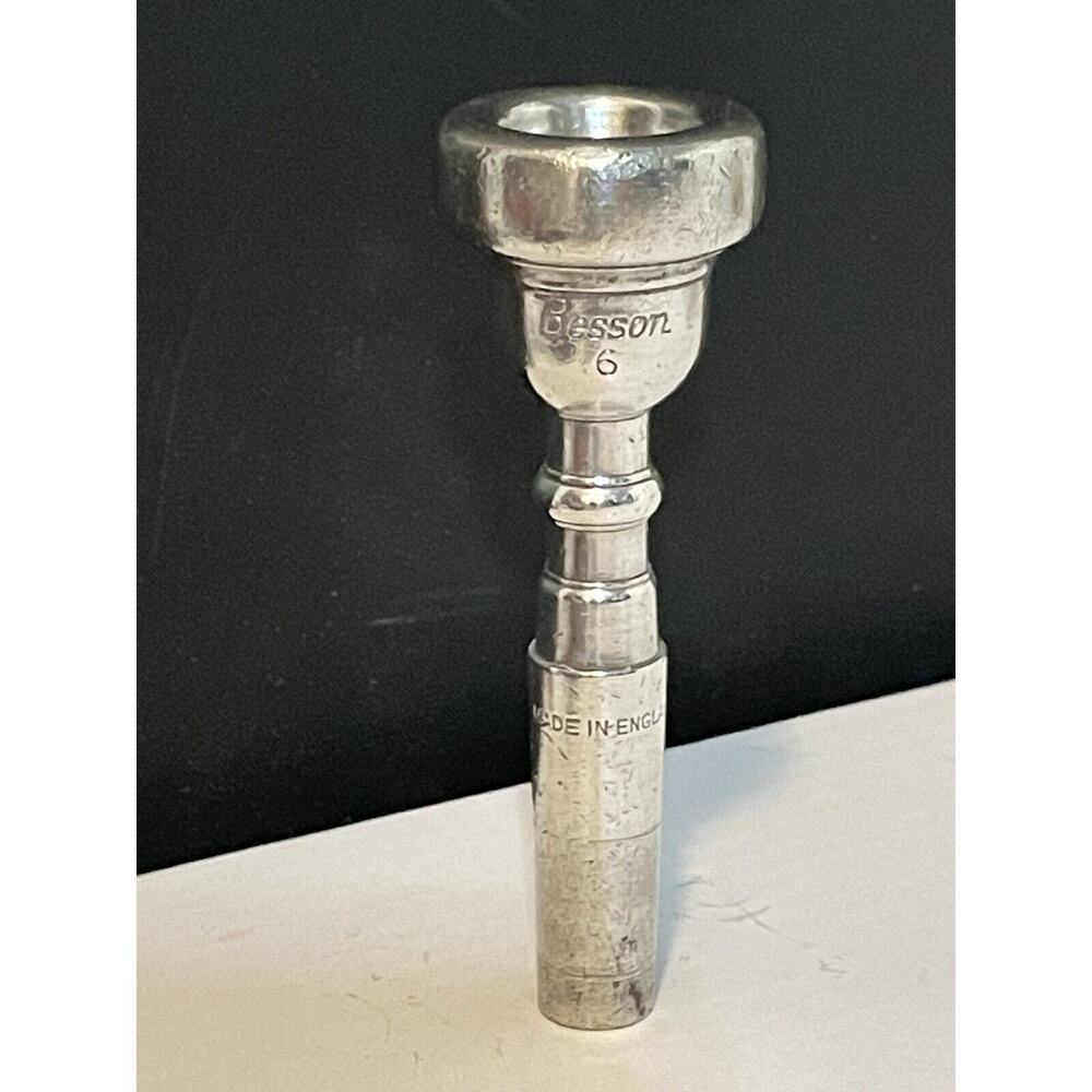 Vintage BESSON 6 MADE IN ENGLAND Trumpet Mouthpiece Silver Plated